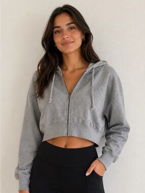 Cropped Zip Sweatshirt Hoodie